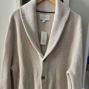 Sun + Stone Men's Cream shawl neck cardigan Sweater xxl